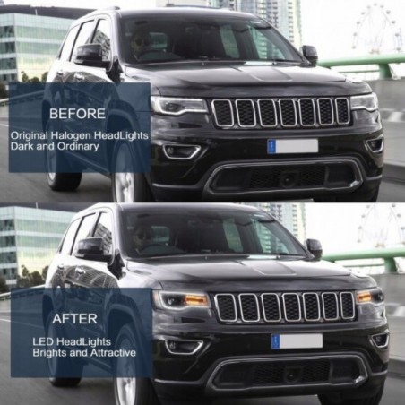 LAMPA LAMPY LED Z BIAŁY DRL VLAND KOMPLET JEEP GRAND CHEROKEE WK2 2014-2021