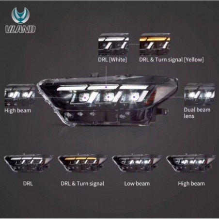 FORD MUSTANG 2015-2017 LAMPA LAMPY FULL LED LEWA + PRAWA VLAND EU STYL S650