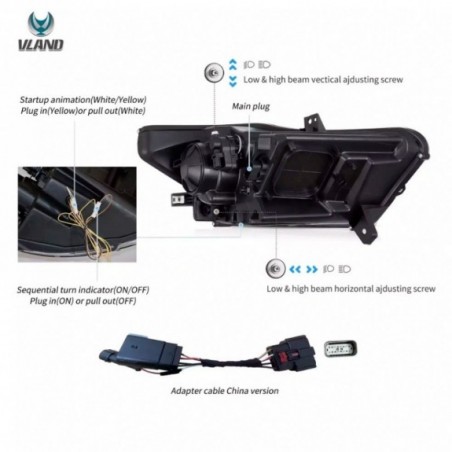 LAMPA LAMPY FULL LED LEWA + PRAWA VLAND EU STYL S650 FORD MUSTANG 2015-2017