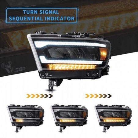 LAMPA LAMPY FULL LED VLAND KOMPLET EURO OBRYS ŻÓŁTY DODGE RAM 1500 V 2019-