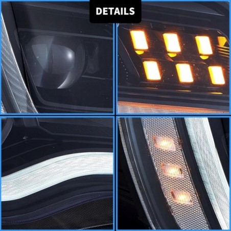 CHRYSLER 300C 300S 2011-2023 LAMPA LAMPY CZARNE Z LED KOMPLET VLAND EUROPA