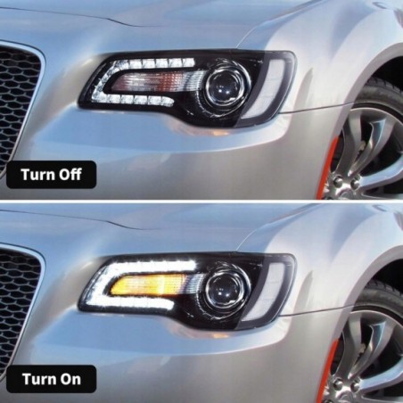 CHRYSLER 300C 300S 2011-2023 LAMPA LAMPY CZARNE VLAND Z LED LEWA + PRAWA EU