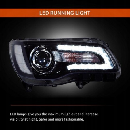 CHRYSLER 300C 300S 2011-2023 LAMPA LAMPY CZARNE VLAND Z LED LEWA + PRAWA EU