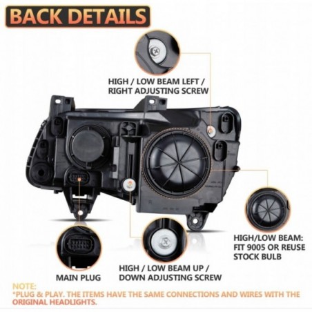 CHRYSLER 300C 300S 2011-2023 LAMPA LAMPY CZARNE VLAND Z LED LEWA + PRAWA EU