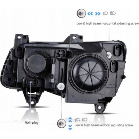 CHRYSLER 300C 300S 2011-2023 LAMPA LAMPY CZARNE VLAND Z LED LEWA + PRAWA EU