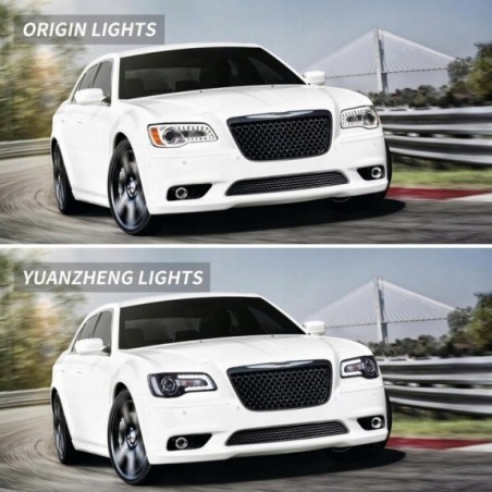 CHRYSLER 300C 300S 2011-2023 LAMPA LAMPY CZARNE VLAND Z LED LEWA + PRAWA EU