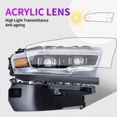 DODGE RAM LIMITED 2019- LAMPA LED KOMPLET LEWA + PRAWA Z LISTWAMI CZARNYMI