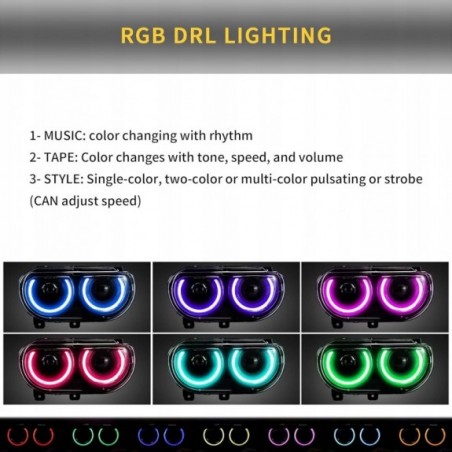 DODGE CHALLENGER 2008-2014 LAMPA LAMPY LEWA +PRAWA KPL EUROPA LED VLAND RGB