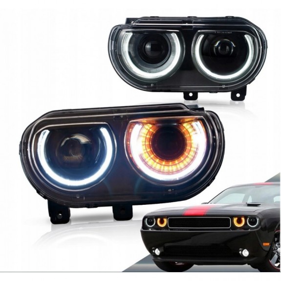 LAMPA LAMPY LEWA + PRAWA PRZÓD EUROPA LED VLAND DODGE CHALLENGER 2008-2014