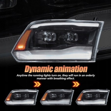DODGE RAM 2009-2018 LAMPA LAMPY LED VLAND LEWA + PRAWA KPL BLACK 2 SOCZEWKI