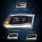 DODGE RAM 2009-2018 LAMPA LAMPY LED VLAND LEWA + PRAWA KPL BLACK 2 SOCZEWKI