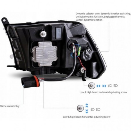 DODGE RAM 2009-2018 LAMPA LAMPY LED VLAND LEWA + PRAWA KPL BLACK 2 SOCZEWKI