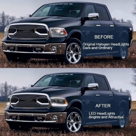 DODGE RAM 2009-2018 LAMPA LAMPY LED VLAND LEWA + PRAWA KPL BLACK 2 SOCZEWKI