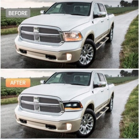 DODGE RAM 2009-2018 LAMPA LAMPY LED VLAND LEWA + PRAWA KPL BLACK 2 SOCZEWKI