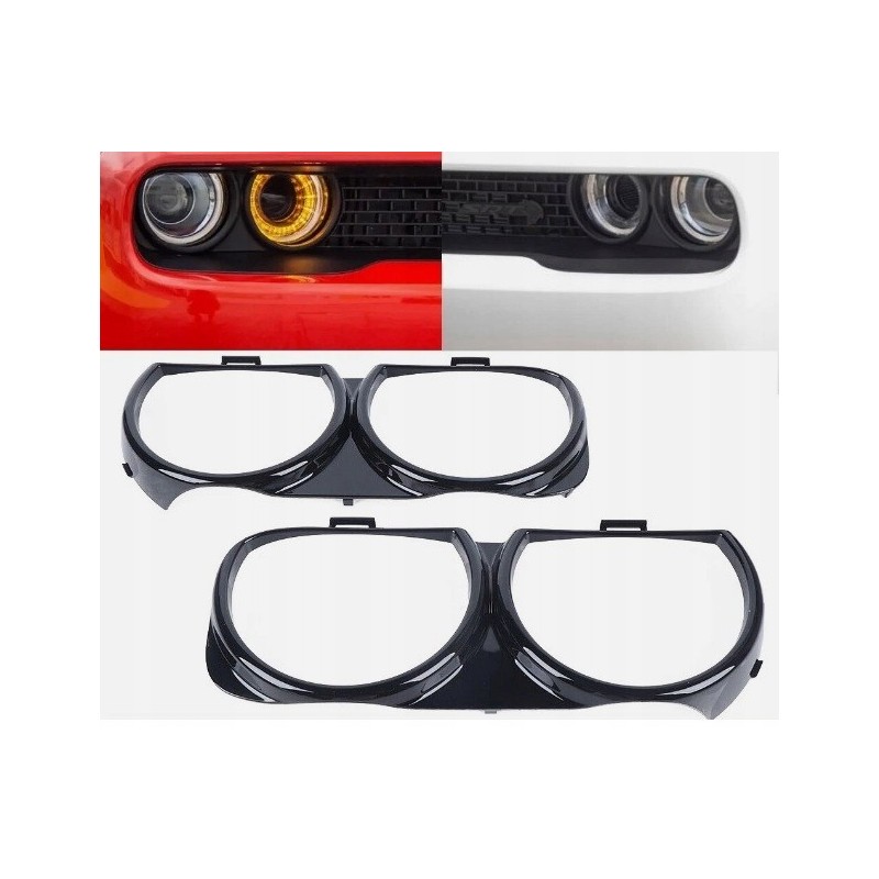 RAMKA OKULAR LAMPY LEWY+ PRAWY POŁYSK KPL DODGE CHALLENGER HELLCAT 2015-23