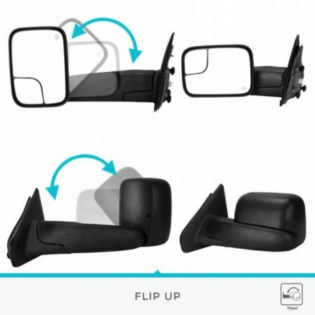 DODGE RAM 2500 3500 2002-2009 LUSTERKO PRAWE + LEWE DUŻE ELEKTR I PODGRZEW