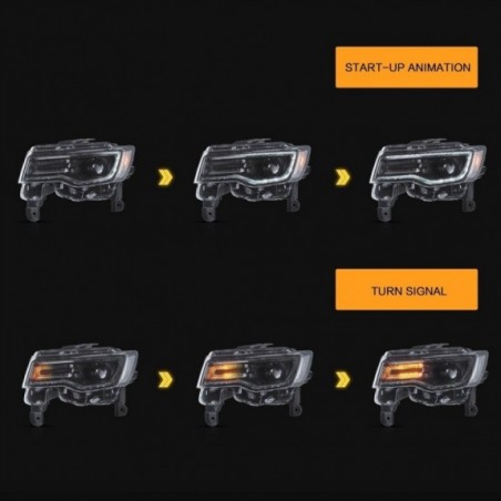 JEEP GRAND CHEROKEE WK2 2014-2021 LAMPA LAMPY FULL LED DRL VLAND KOMPLET