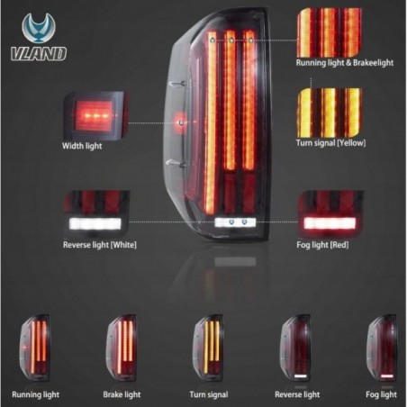 TOYOTA TUNDRA 2014-2021 LAMPA LAMPY FULL LED VLAND CZERWONE KIERUNEK ŻÓŁTY
