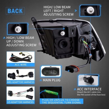 LAMPA LED VLAND DRL BLUE LEWA + PRAWA BLACK KOMPLET DODGE RAM 2009-2018