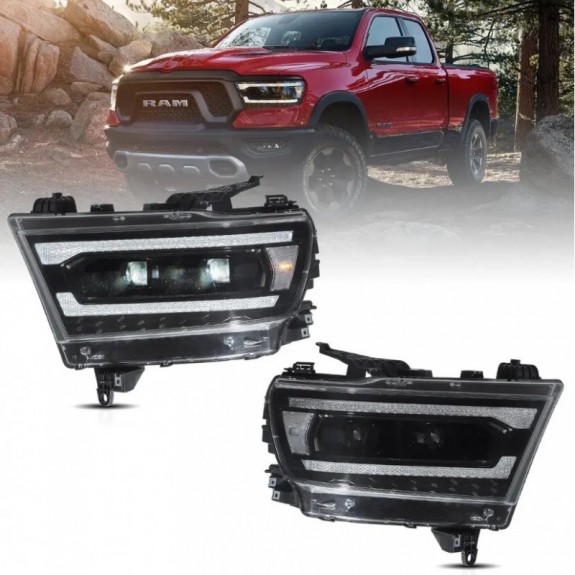 DODGE RAM 1500 2019- LAMPA LAMPY FULL LED VLAND SOCZEWKI BLACK EUROPA CLEAR