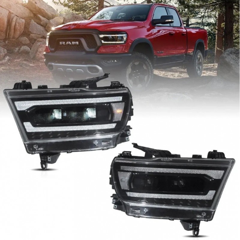 DODGE RAM 1500 2019- LAMPA LAMPY FULL LED VLAND SOCZEWKI BLACK EUROPA CLEAR