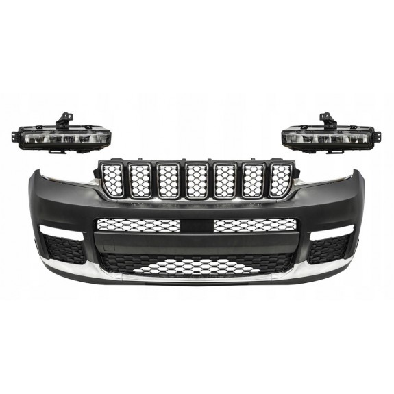 JEEP GRAND CHEROKEE WL 2021- ZDERZAK PRZEDNI KOMPLET BEZ PDC + HALOGENY LED