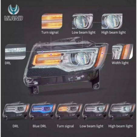 LAMPA LAMPY FULL LED DRL EU VLAND CHROM JEEP GRAND CHEROKEE WK2 2011-2013