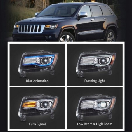 LAMPA LAMPY FULL LED DRL EU VLAND CHROM JEEP GRAND CHEROKEE WK2 2011-2013