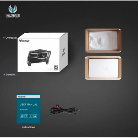 LAMPA LAMPY FULL LED DRL EU VLAND CHROM JEEP GRAND CHEROKEE WK2 2011-2013