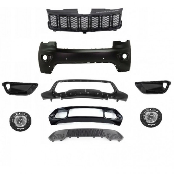 JEEP GRAND CHEROKEE WK2 2017-21 ZDERZAK PRZÓD KOMPLETNY CZARNY POD CZUJNIKI