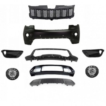 JEEP GRAND CHEROKEE WK2 2017-21 ZDERZAK PRZÓD KOMPLETNY CZARNY POD CZUJNIKI