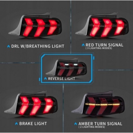 FORD MUSTANG 2010-2012 LAMPA LAMPY TYŁ LED VLAND 7 SEKWENCJI KIERUNEK ŻÓŁTY