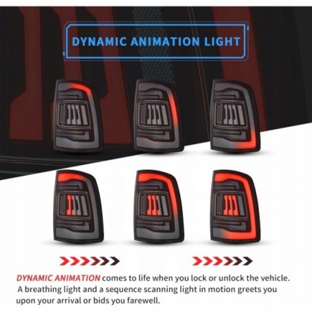 DODGE RAM 1500 2009-18 LAMPA LAMPY KPL TYŁ LED EUROPA ŻÓŁTY KIERUNEK CZYSTE