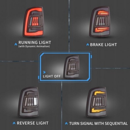DODGE RAM 1500 2009-18 LAMPA LAMPY KPL TYŁ LED EUROPA ŻÓŁTY KIERUNEK CZYSTE