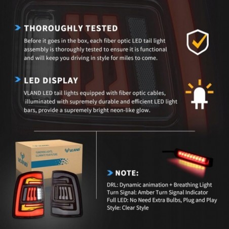 DODGE RAM 1500 2009-18 LAMPA LAMPY KPL TYŁ LED EUROPA ŻÓŁTY KIERUNEK CZYSTE