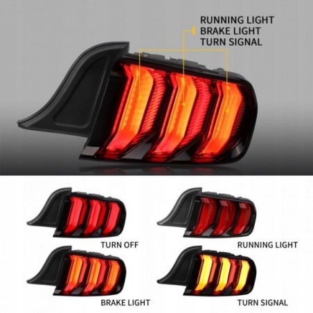 FORD MUSTANG 2015-23 LAMPA LAMPY TYLNE LED VLAND EUROPA CZYSTE HOMOLOGACJA