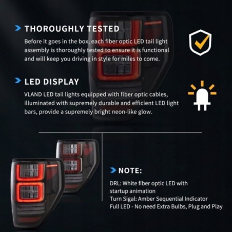 LAMPA LAMPY TYŁ L + R LED VLAND KOMPLET DYMIONE FORD F150 F-150 2009-2014