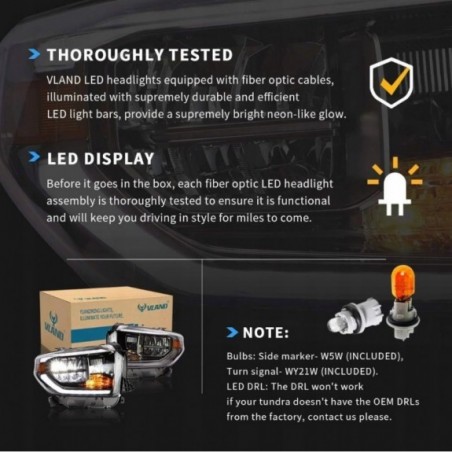 LAMPA LAMPY TITANIUM LED VLAND ŚRODEK SREBRNY KPL. TOYOTA TUNDRA 2014-2018