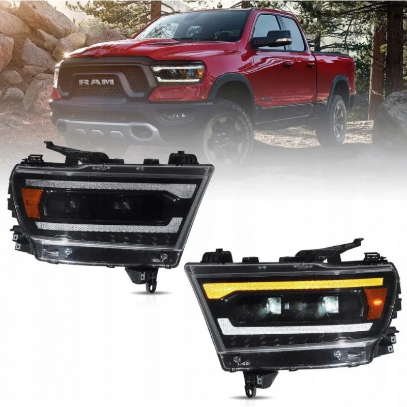 DODGE RAM V 2019- LAMPA LAMPY FULL LED VLAND SOCZEWKI BLACK EUROPA ORANGE