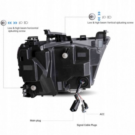 DODGE RAM V 2019- LAMPA LAMPY FULL LED VLAND SOCZEWKI BLACK EUROPA ORANGE