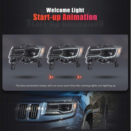 LAMPA LAMPY FULL LED DRL VLAND KOMPLET JEEP GRAND CHEROKEE WK2 2014-2021