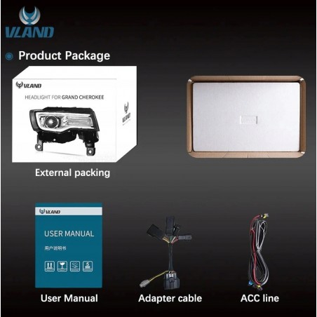 LAMPA LAMPY FULL LED DRL VLAND KOMPLET JEEP GRAND CHEROKEE WK2 2014-2021