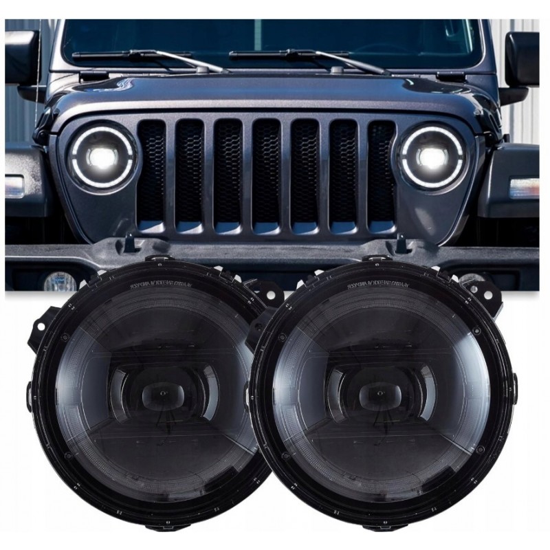 JEEP WRANGLER JL 2018-2023 LAMPA LAMPY 9'' FULL LED VLAND SOCZEWKA