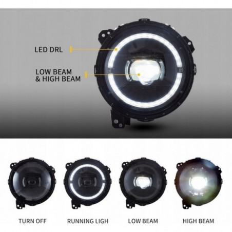 JEEP WRANGLER JL 2018-2023 LAMPA LAMPY 9'' FULL LED VLAND SOCZEWKA