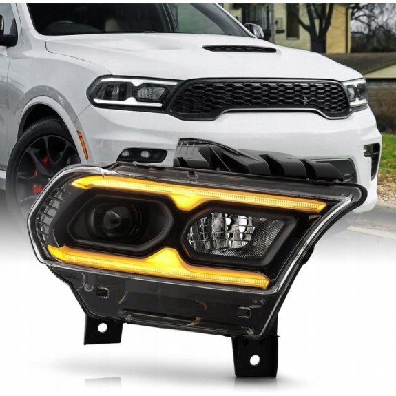 DODGE DURANGO 2021-2025 LAMPA PRZEDNIA FULL LED PRAWA CZARNA REG. MANUALNA