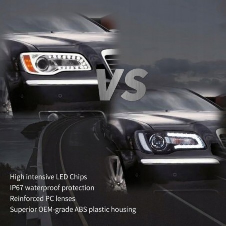 LAMPA LAMPY CZARNE VLAND Z LED LEWA + PRAWA EU CHRYSLER 300C 300S 2011-2023