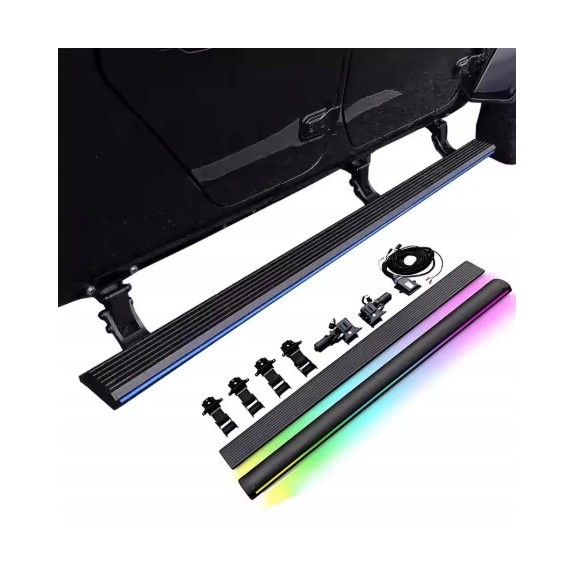JEEP WRANGLER JK 4 DRZWI 2007-2017 PRÓG PROGI ELEKTRYCZNE STOPNIE Z LED KPL