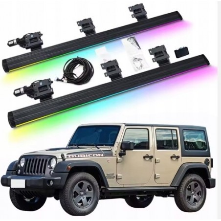 JEEP WRANGLER JK 4 DRZWI 2007-2017 PRÓG PROGI ELEKTRYCZNE STOPNIE Z LED KPL
