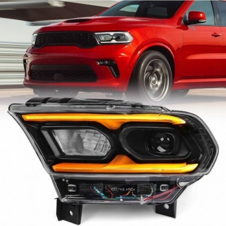 DODGE DURANGO 2021-2025 LAMPA FULL LED LEWA CZARNA KOMPLETNA REGUL. RĘCZNA