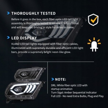 FORD MUSTANG 2010-2014 LAMPA LAMPY EUROPA KOMPLET LEWA + PRAWA LED VLAND